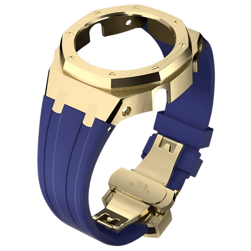 MOD WATCH CO. Blue Rubber and Gold Steel Band