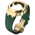 MOD WATCH CO. Green Rubber and Gold Steel Band