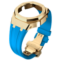 MOD WATCH CO. LightBlue Rubber and Gold Steel Band