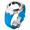 MOD WATCH CO. LightBlue Rubber and Silver Steel Band