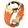 MOD WATCH CO. Orange Rubber and Gold Steel Band