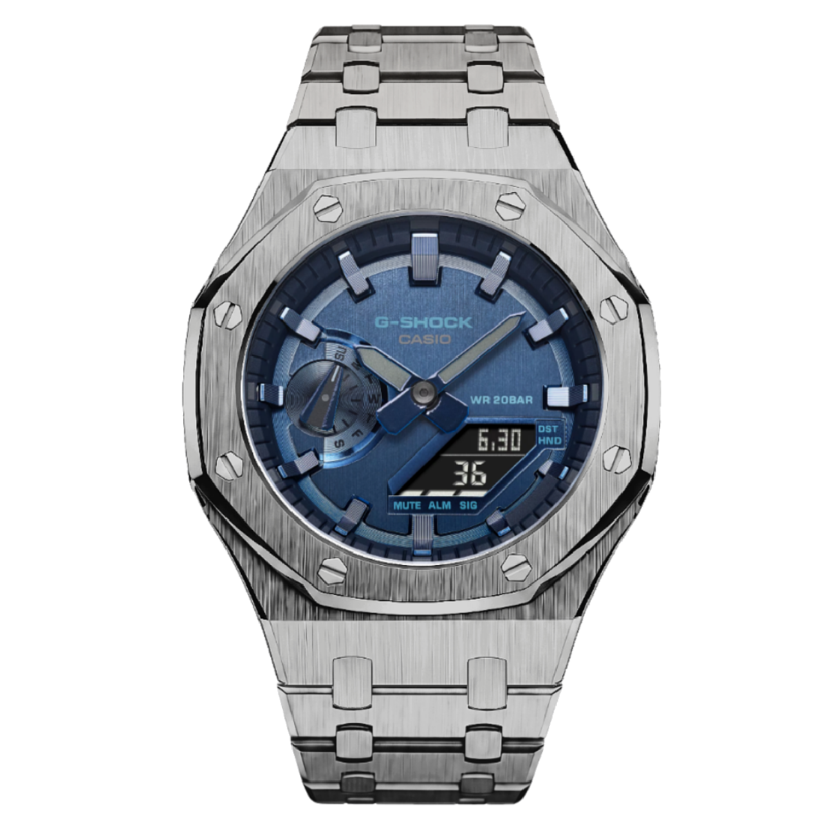 MOD WATCH CO. Premium Blue & Silver Steel Mod