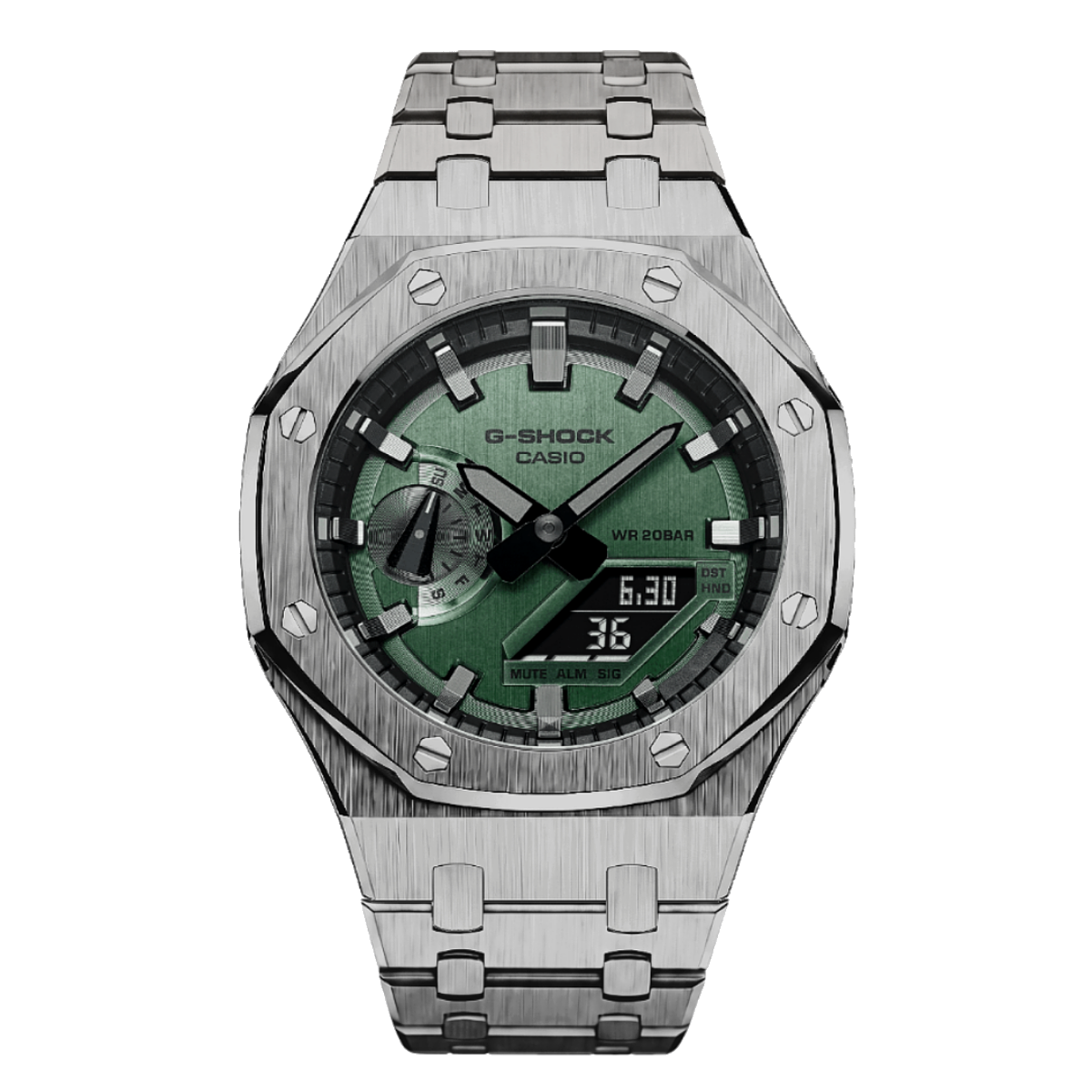 MOD WATCH CO. Premium Green & Silver Steel Mod