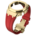 MOD WATCH CO. Red Rubber and Gold Steel Band