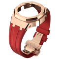 MOD WATCH CO. Red Rubber and RoseGold Steel Band