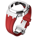 MOD WATCH CO. Red Rubber and Silver Steel Band