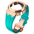 MOD WATCH CO. Teal Rubber and RoseGold Steel Band