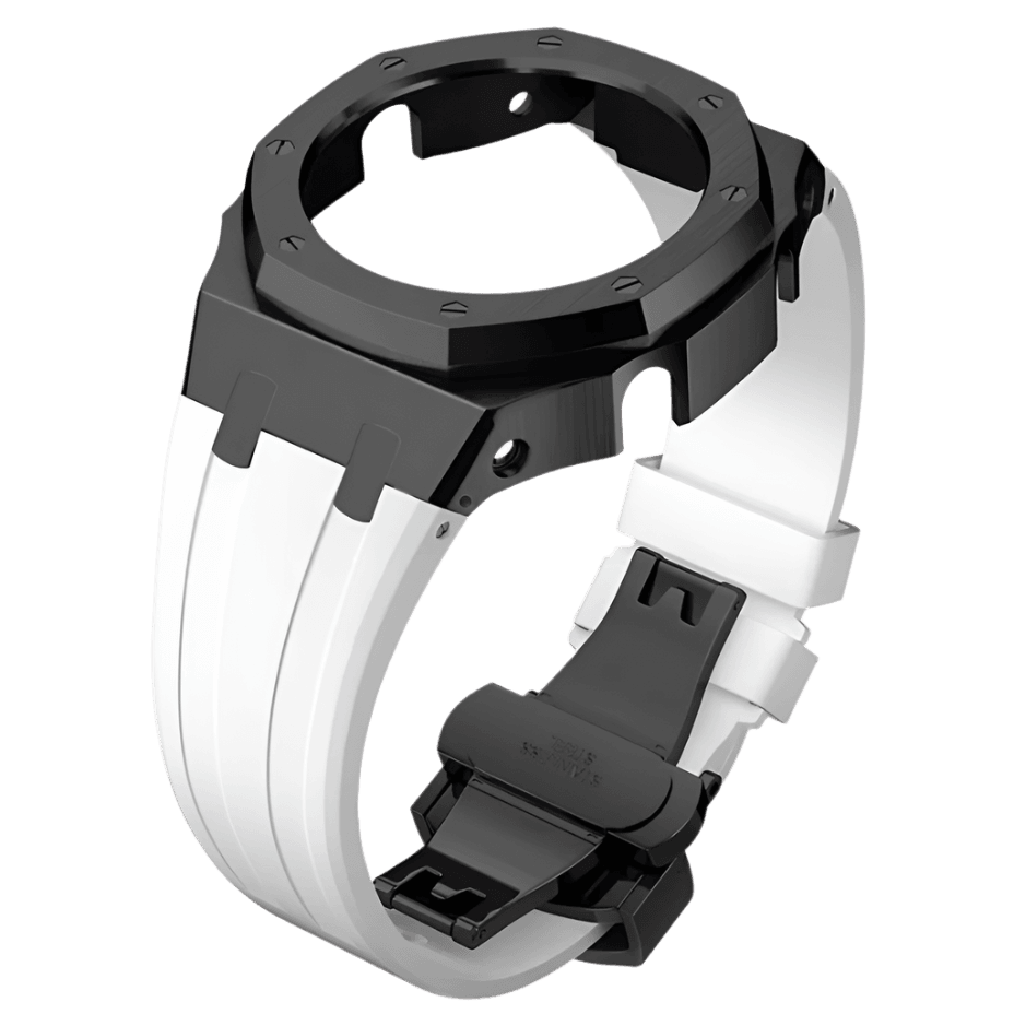 MOD WATCH CO. White Rubber and Black Steel Band