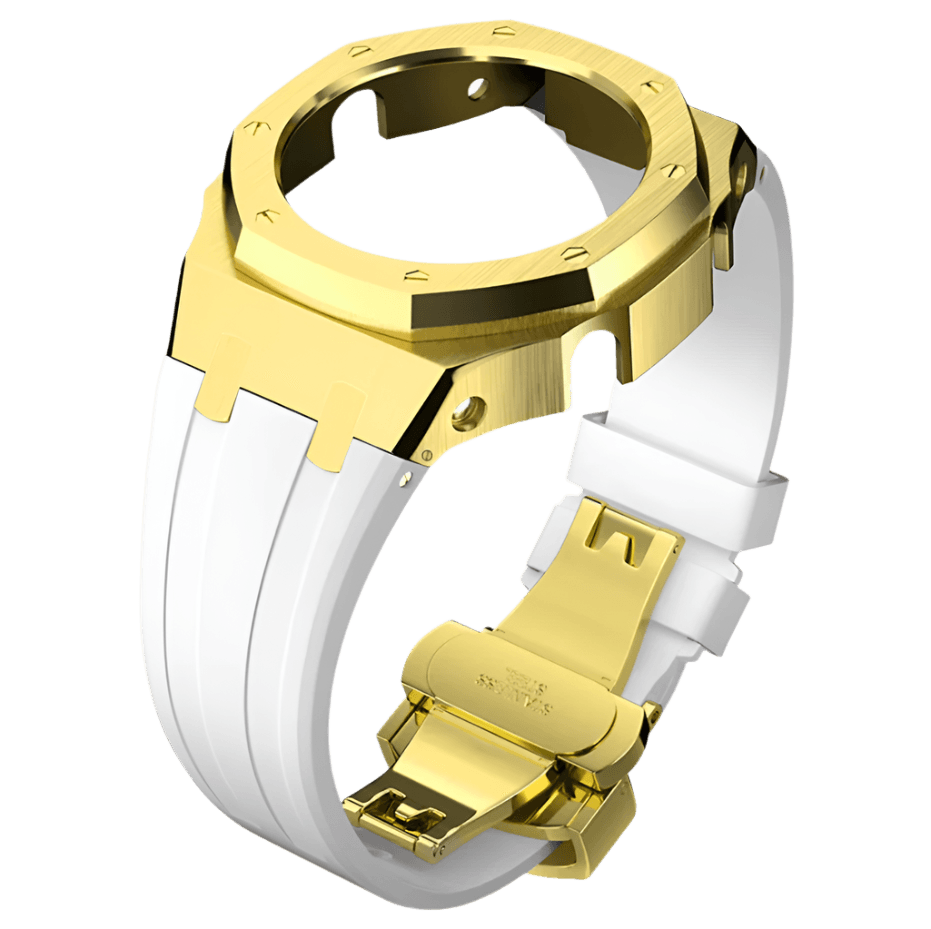 MOD WATCH CO. White Rubber and Gold Steel Band