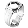 MOD WATCH CO. White Rubber and Silver Steel Band